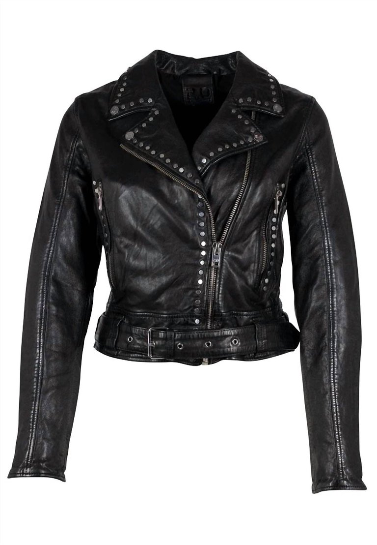 Maryn Leather Jacket In Black - Black