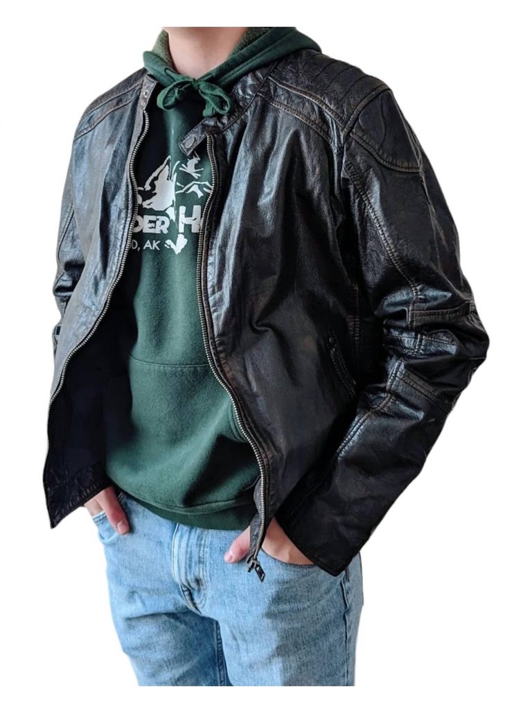 Men's Brent Leather Jacket In Black - Black