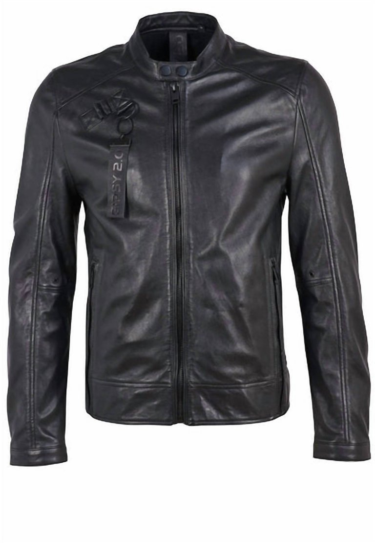 Men's Leather Jacket In Black - Black