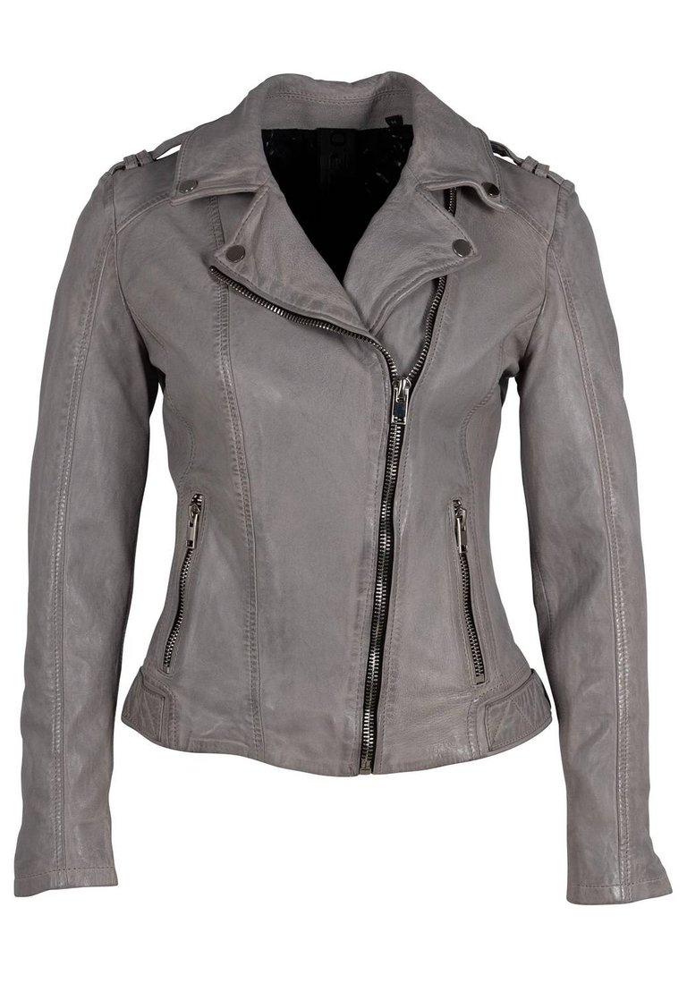 Narin Rf Leather Jacket In Light Grey - Light Grey