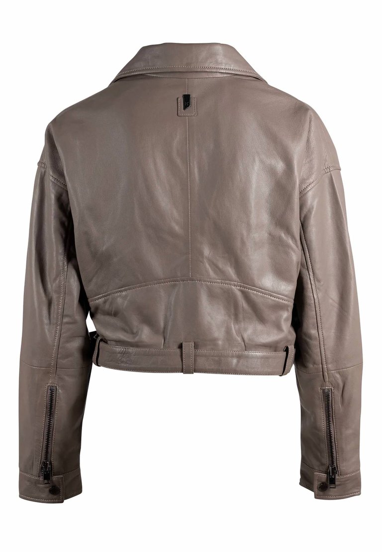 Vercy Os Leather Jacket In Taupe