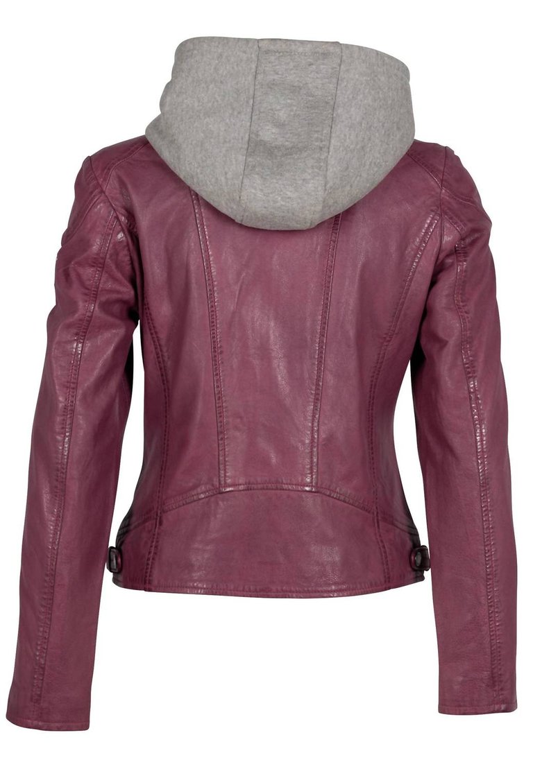 Women's Allice Leather Removable Hoodie Jacket In Dark Pink