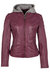 Women's Allice Leather Removable Hoodie Jacket In Dark Pink - Dark Pink