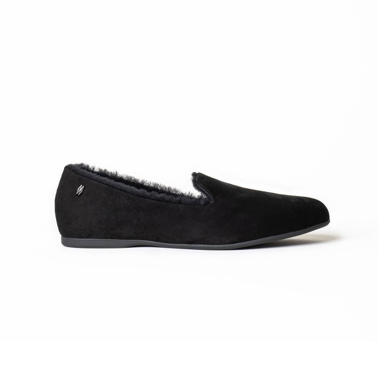 Audrey Suede Classic Loafer - Black - Black