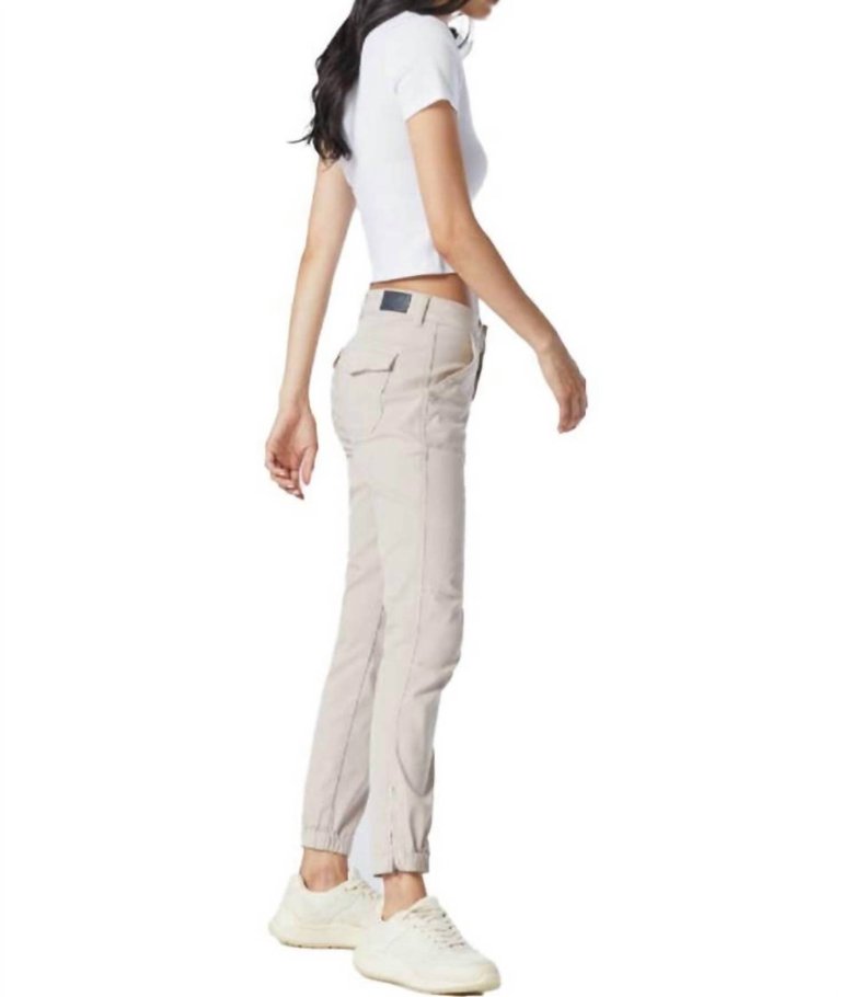 Ivy Mid Rise Cargo Pants In Silver Cloud Twill