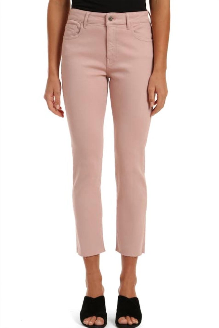 Viola Raw Ankle Straight Leg Jeans In Pale Pink