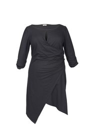 Lina Keyhole Ruched Waist Dress In Black