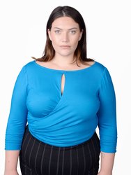 Tamara Keyhole Wrap Top In Blue