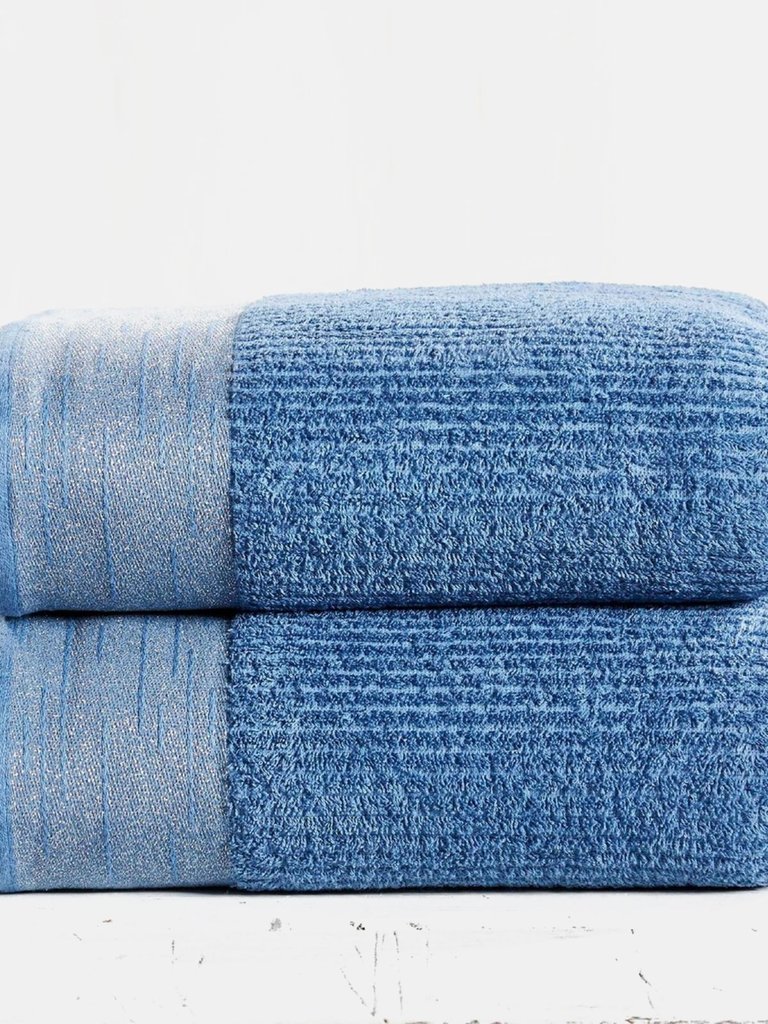 Metallic Accents Towel Pack of 2 - Denim - Denim