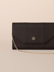 Aurora Wallet on Chain - Matte Black in Salmon Leather