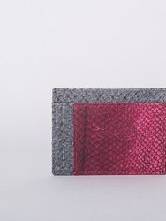 Rio Card Wallet - Slate + Bordeaux in Salmon Leather