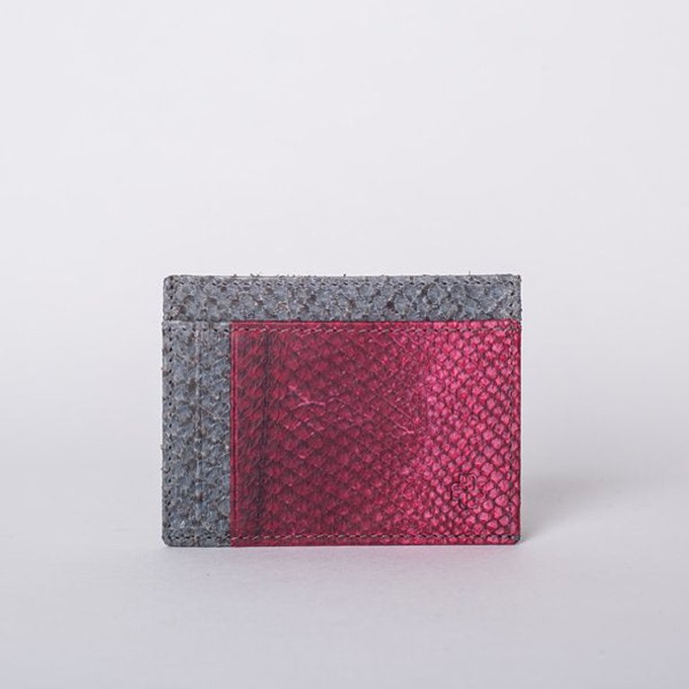 Rio Card Wallet - Slate + Bordeaux in Salmon Leather