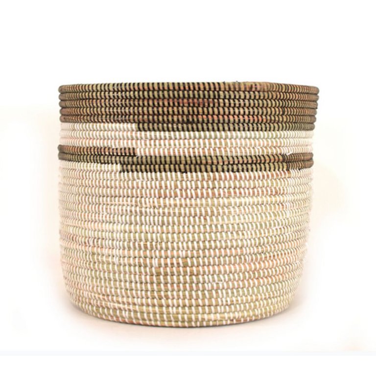 Black And White Stripe Basket - Large