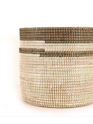 Black And White Stripe Basket - Large
