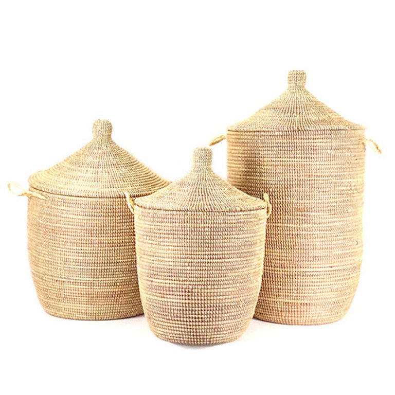 Dou Lid Storage Basket Monochrome Natural - Medium