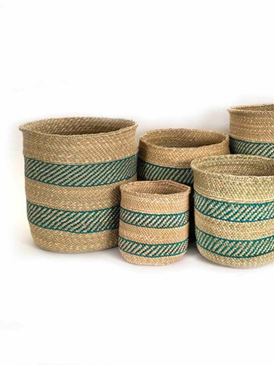 Mbare Ltd Iringa Basket - Turquoise Stripe product