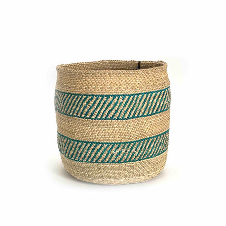 Iringa Basket - Turquoise Stripe