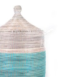 Large Two-Tone Basket - Turquoise + White