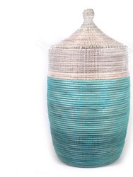 Large Two-Tone Basket - Turquoise + White