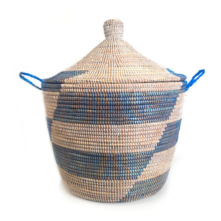 Low Storage Basket - Blue Stripe