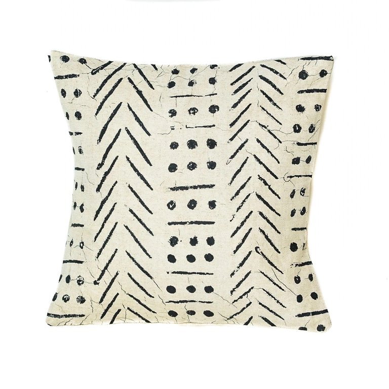 Matika Black Linen Pillow Cover - Black/White