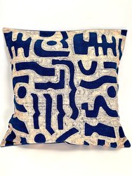Navy Blue + Rosy Beige Bogo Marks Pillow Cover
