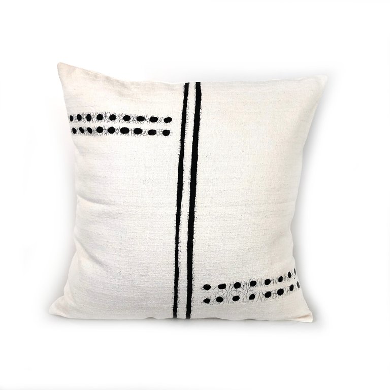 Sadza Dots + Lines Pillow Cover - White - White