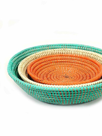 Mbare Ltd Tabletop Basket Bowl Set - Orange/ Turquoise/ White product