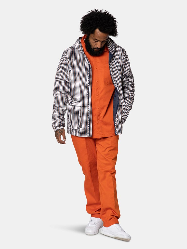 Polycotton Collared Snap Shirt - Orange