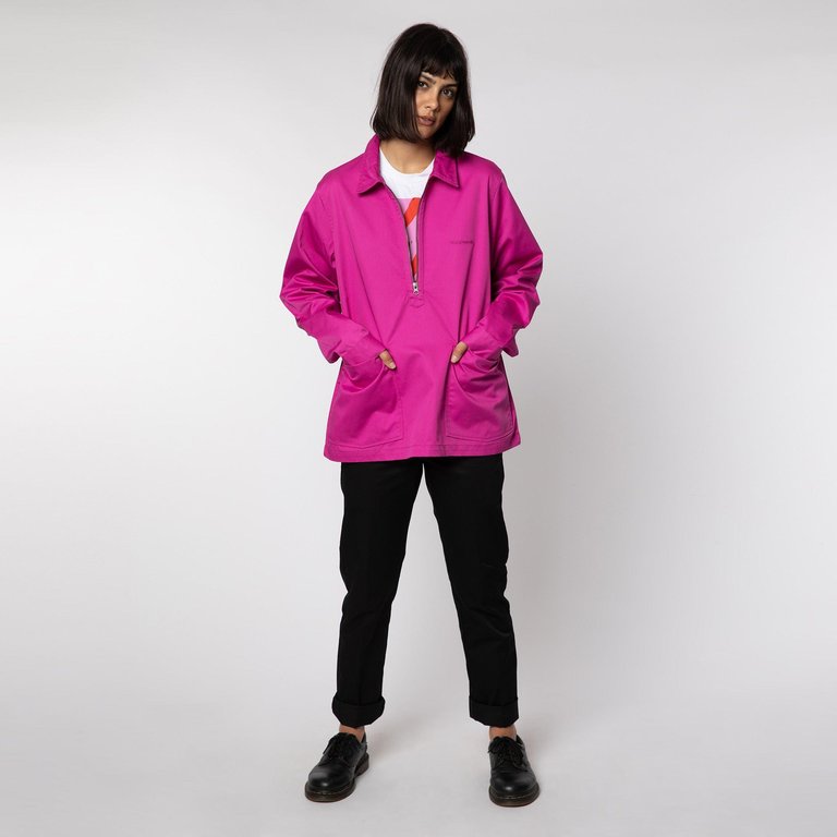 Polycotton Smock Coat - Fuchsia