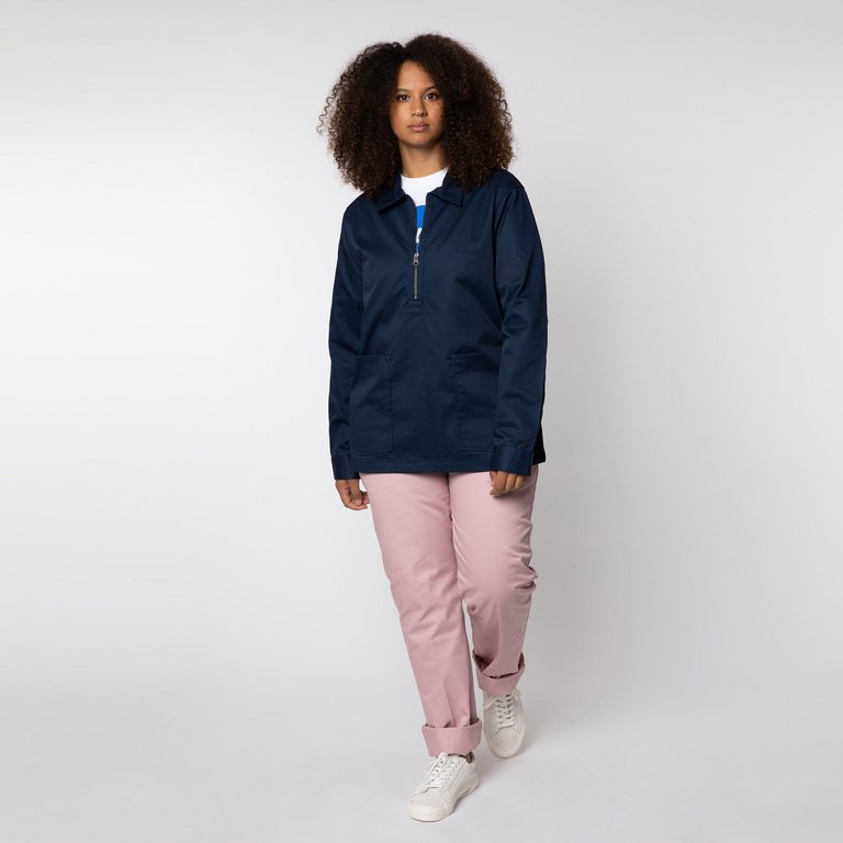 Polycotton Smock Coat - Navy - Navy