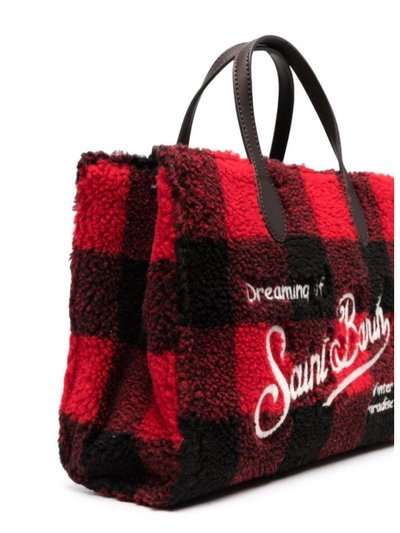 MC2 St. Barth Women's Red Black Check Wool Leather Tote Handbag product