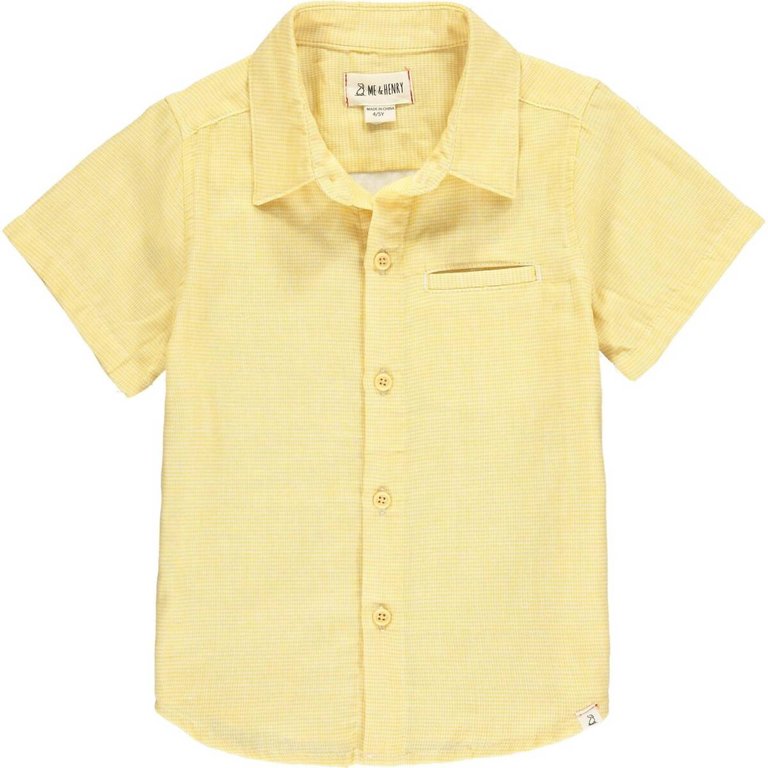 Boy's Newport Button Down Shirt In Gold Microcheck - Gold Microcheck