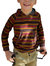 Boy's Oakdale Stripe Long Sleeve Hooded Top In Mustard, Navy & Red