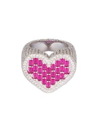 I Heart U Ring - Silver, Crystal, Pink