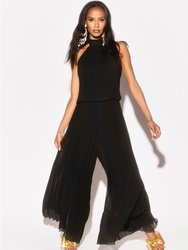 Wild Orchid Pleat Jumpsuit - Black