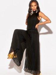 Wild Orchid Pleat Jumpsuit - Black