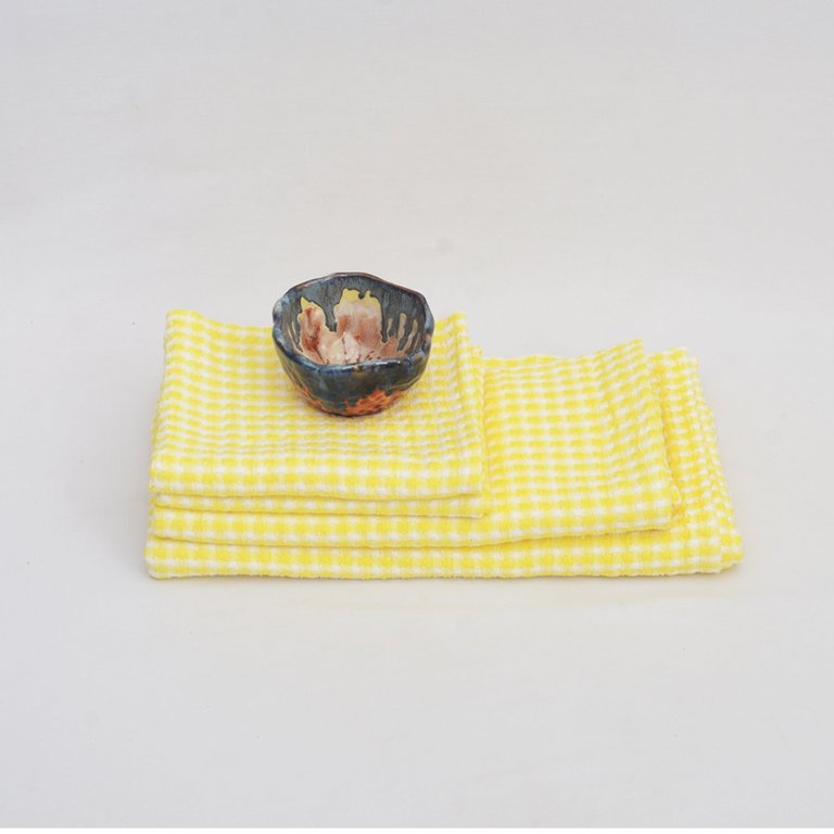 Au Natural Organic Cotton Bath Towel Set of 4 - Yellow & Off White