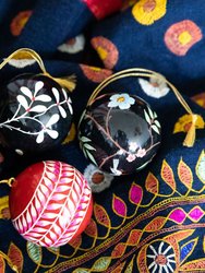 Black Flower Print Ornament