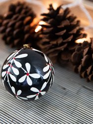 Black Mistletoe Print Ornament - Black