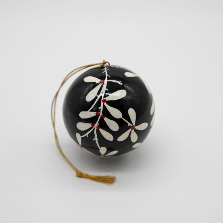 Black Mistletoe Print Ornament
