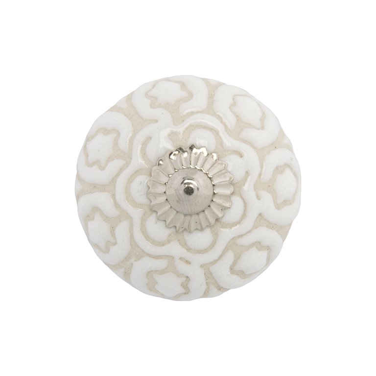 Chambal Gardens Sweet Pea Ceramic Knob Set - White