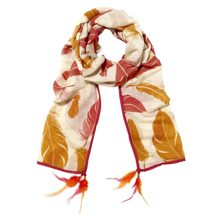 Flight Silk Feather Scarves - Orange