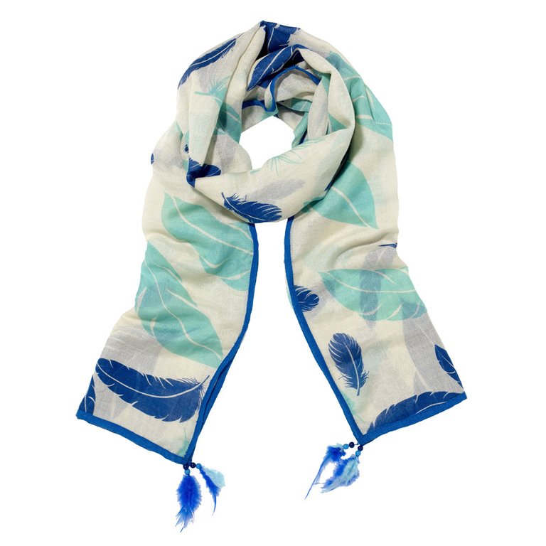 Flight Silk Feather Scarves - Blue