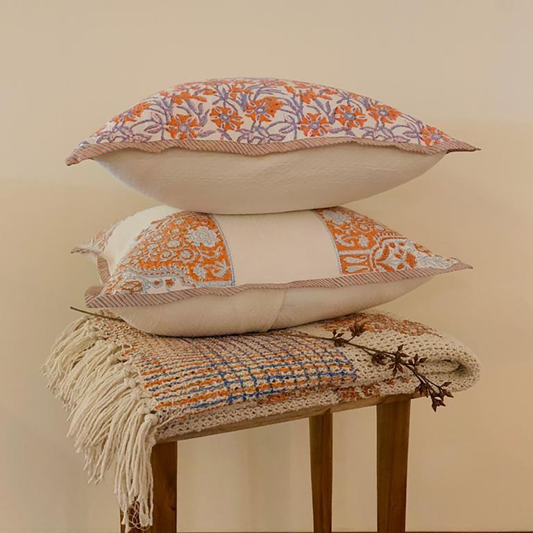 Native Narrative Border Pattern Jacquard Pillow