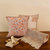 Native Narrative Floral Pattern Jacquard Pillow - Off White with Coral & Ash Blue