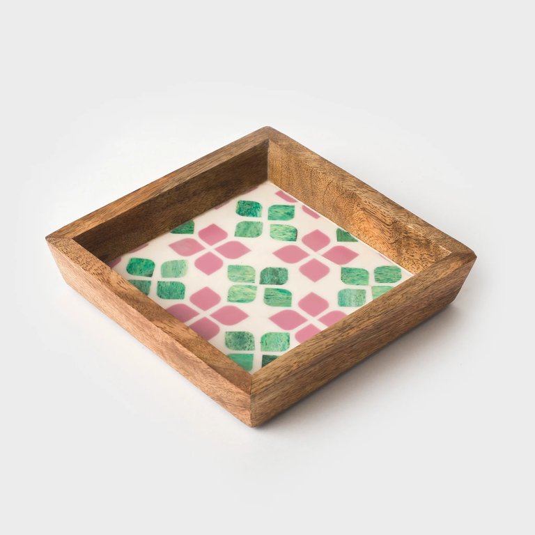 Orchid Trinket Tray - Pink & Green