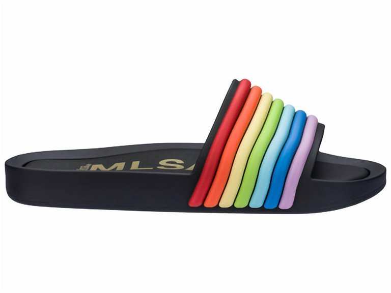 Women's 3D Rainbow Beach Slide In Black - Black