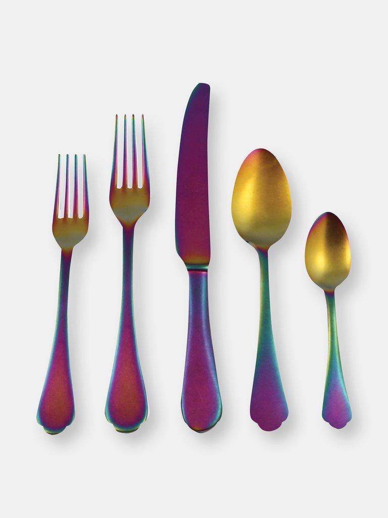 Cutlery Set 5 Pcs Dolce Vita Pewter Rainbow