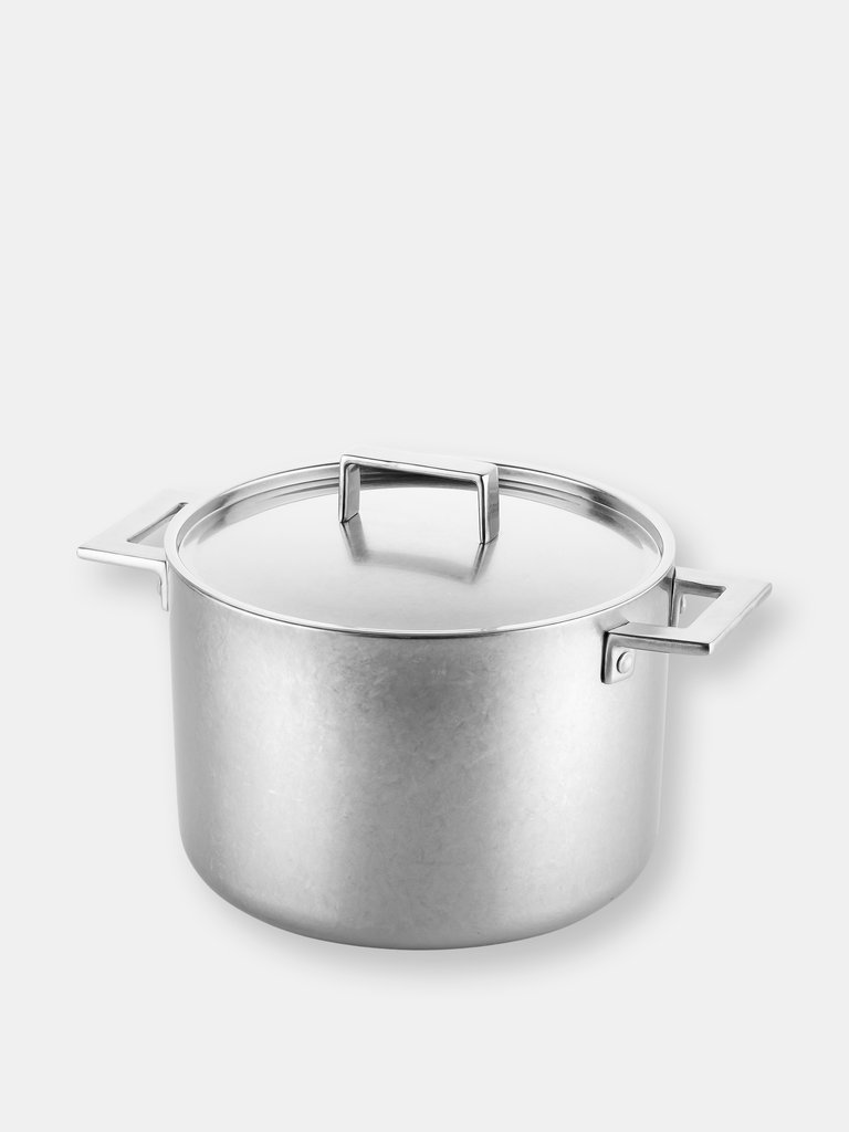 Deep Pot with Lid Cm.22 Attiva Pewter - Stainless Steel